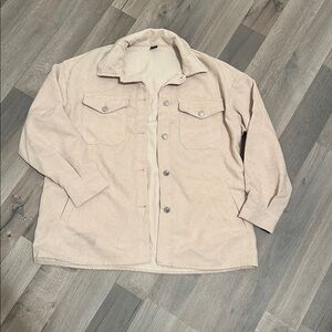 SHEIN Cream Ribbed Collar Jacket